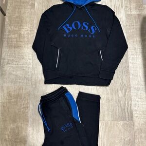 Hugo Boss Black Hoodie with Blue Accents